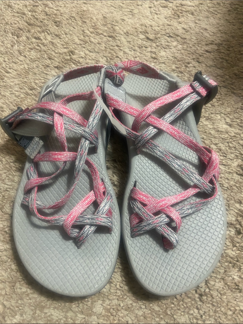 Chaco Women's Gray Sandals with Pink Straps - Lightweight Outdoor Comfort